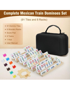 Juego de Dominó Mexicano Soopotay con 4 Soportes de Madera 2