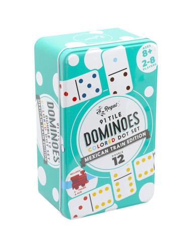 Juego de Dominó Doble 12 Regal Games - 91 Fichas Coloridas