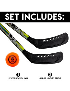 Conjunto de Palos de Hockey Callejero Franklin Sports NHL - 2 Palos 94cm + Pelota 65mm 2