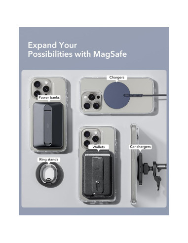 Anillo MagSafe ESR Ultra Delgado 0.4mm 2 Paquetes Negro Plata