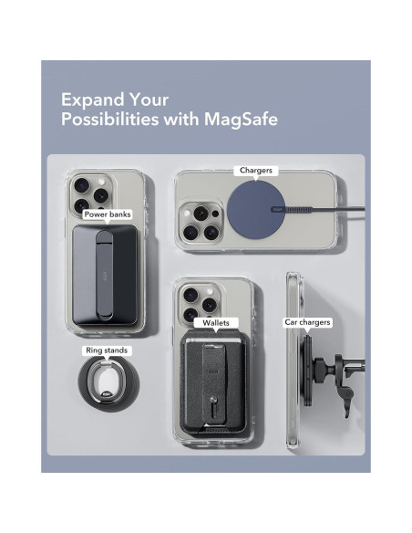 Anillo MagSafe ESR Ultra Delgado 0.4mm 2 Paquetes Negro Plata