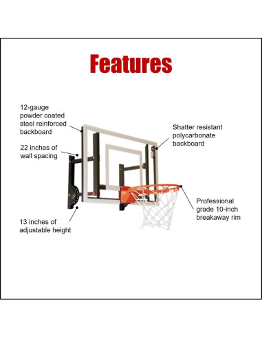 Aro de Baloncesto Mini RAMgoal Ajustable Pared 61 cm con Pelota