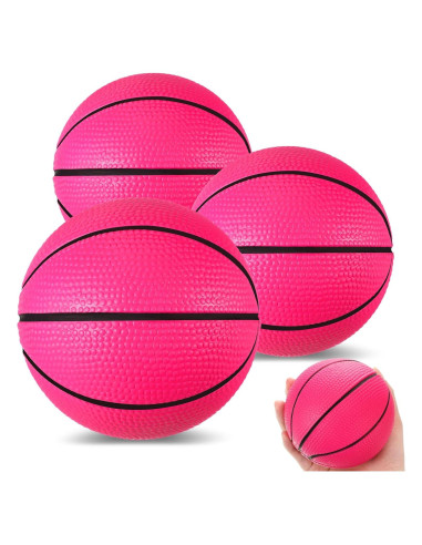 3 Mini Balones de Baloncesto de Espuma Rosa 10 cm - MiniInflat