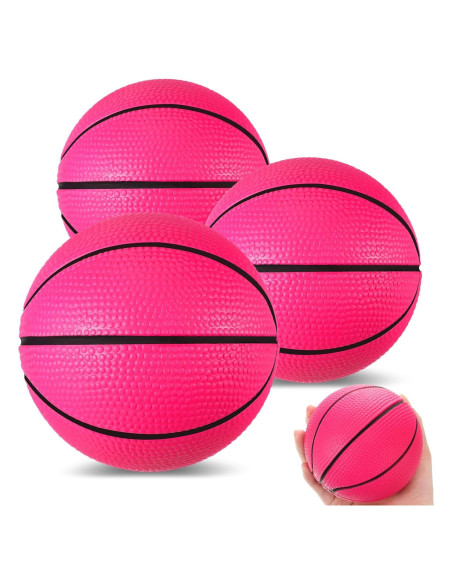 3 Mini Balones de Baloncesto de Espuma Rosa 10 cm - MiniInflat