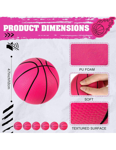 3 Mini Balones de Baloncesto de Espuma Rosa 10 cm - MiniInflat