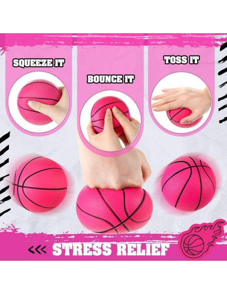 3 Mini Balones de Baloncesto de Espuma Rosa 10 cm - MiniInflat