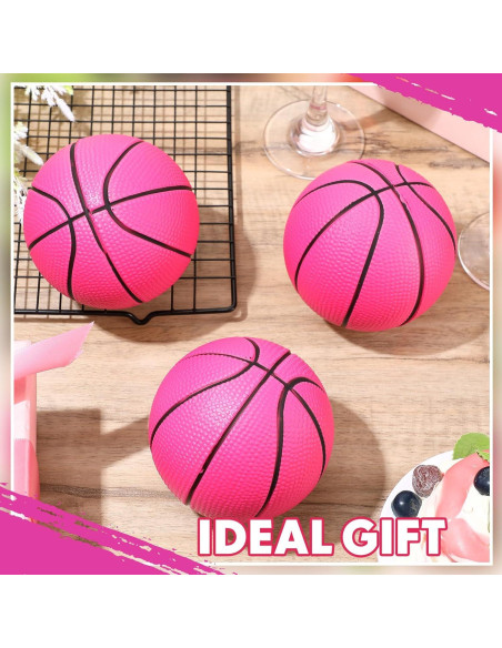 3 Mini Balones de Baloncesto de Espuma Rosa 10 cm - MiniInflat