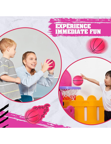 3 Mini Balones de Baloncesto de Espuma Rosa 10 cm - MiniInflat
