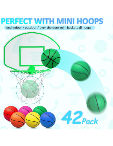 Set de 42 Balones de Baloncesto Mini 6" Oleitodh PVC Colorido