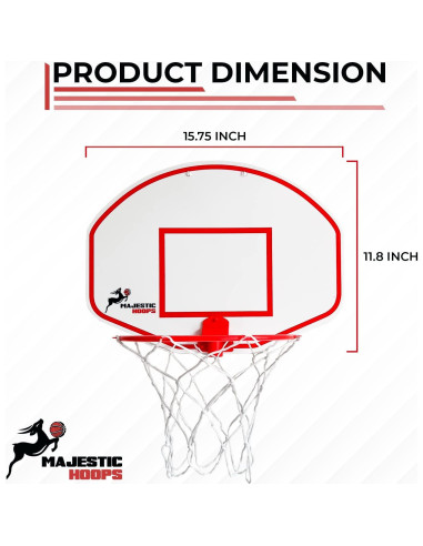 Aro de Baloncesto Interior Majestic Hoops 22.5 cm con Pelota