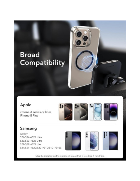 Anillo MagSafe ESR Ultra Delgado 0.4mm 2 Paquetes Negro Plata