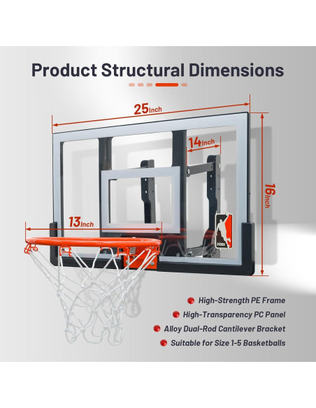 Aro de Baloncesto Mini Efficraft 63.5 cm Ajustable con 2 Pelotas Aro de Baloncesto Mini Efficraft 63.5 cm Ajustable con 2 Pelotas
