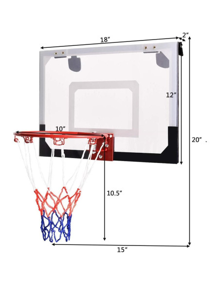 Aro de Baloncesto HAPPYGRILL Mini Hoop 45.72x30.48cm con Balón