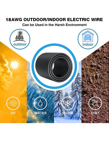 Cable eléctrico 16 AWG KINXIYU 9.14 m impermeable UV