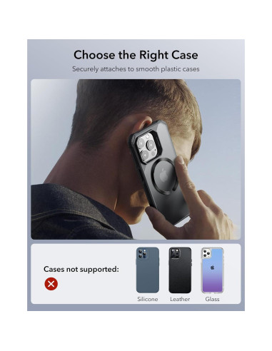 Anillo MagSafe ESR Ultra Delgado 0.4mm 2 Paquetes Negro Plata