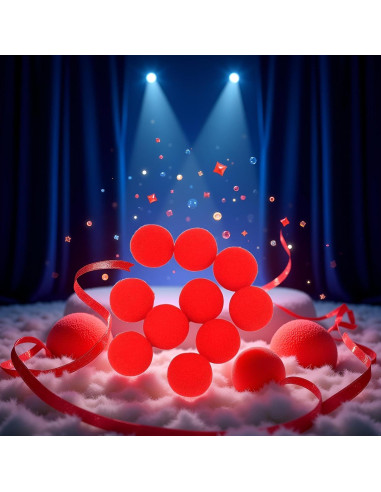 10 Bolas de Esponja Rojas PurYupearl para Magia y Comedia