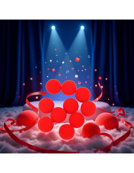 10 Bolas de Esponja Rojas PurYupearl para Magia y Comedia