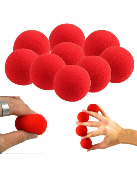 10 Bolas de Esponja Rojas PurYupearl para Magia y Comedia