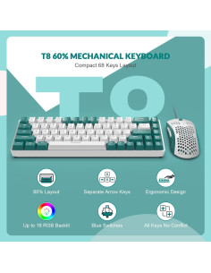 Teclado Mecánico ZIYOU LANG RK-T8 68 Teclas RGB Verde 2