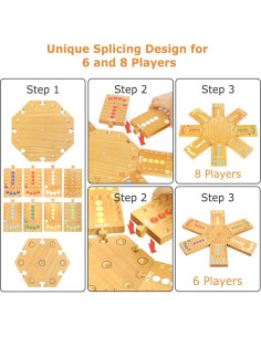 Juego de Mesa de Canicas Plusvivo de Madera para 6-8 Jugadores 2