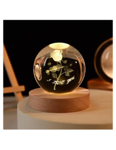 Bola de Cristal 3D Coyoohouse con Base de Madera LED 7.62cm