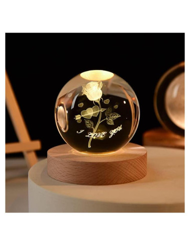 Bola de Cristal 3D Coyoohouse con Base de Madera LED 7.62cm