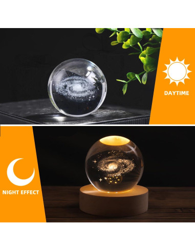 Bola de Cristal 3D Coyoohouse con Base de Madera LED 7.62cm