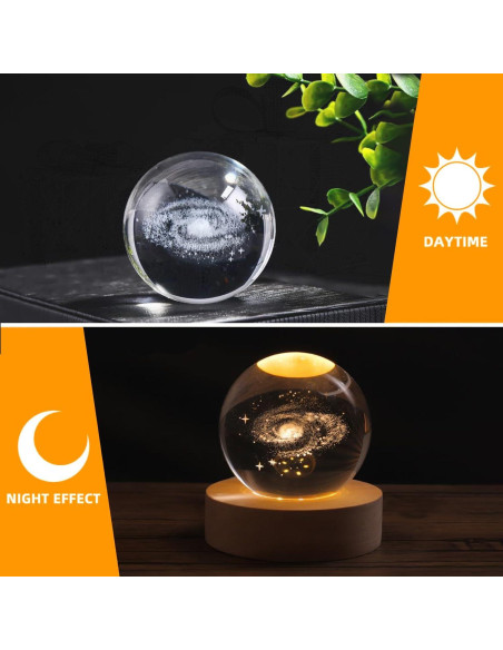 Bola de Cristal 3D Coyoohouse con Base de Madera LED 7.62cm