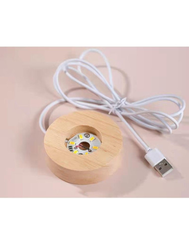 Bola de Cristal 3D Coyoohouse con Base de Madera LED 7.62cm