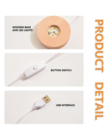 Bola de Cristal 3D Coyoohouse con Base de Madera LED 7.62cm