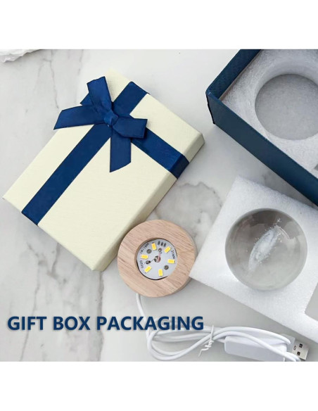 Bola de Cristal 3D Coyoohouse con Base de Madera LED 7.62cm