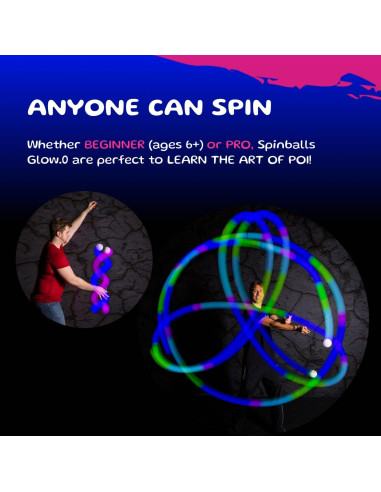 Bolas Poi LED Spinballs Glow.0 Recargables USB 22 Modos