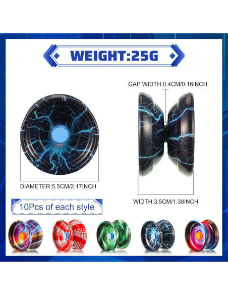 Yoyo Reversible de Metal Lenwen - 50 Piezas para Principiantes