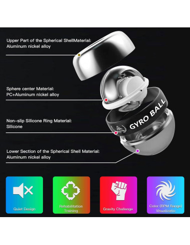 Ejercitador de Muñeca IPJIB Bola de Torque Giroscopio Metal