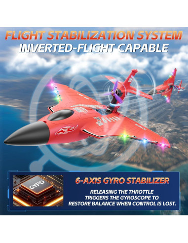 Avión RC Anfibio Rumdout H650 6 Canales Rojo