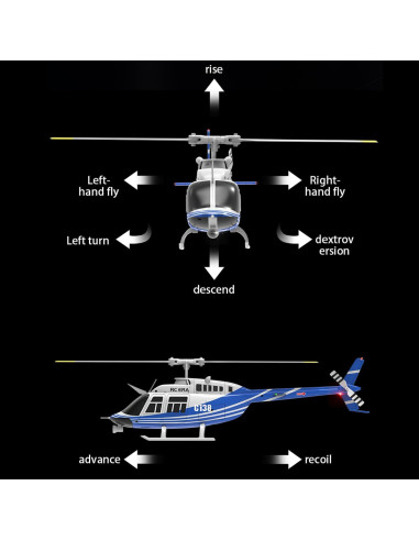 Helicóptero RC Bell 206 C138 Control Remoto 6CH Giroscopio