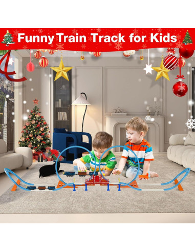 Juego de Vías de Tren Awsoo con 2 Bucles 182 cm para Niños