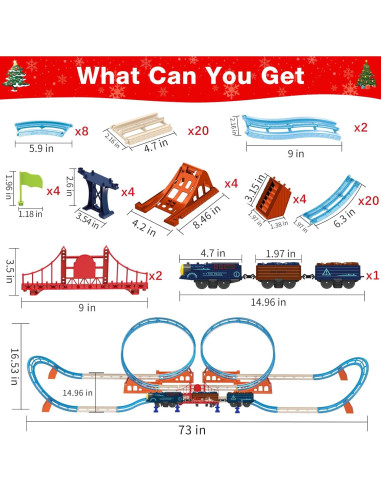 Juego de Vías de Tren Awsoo con 2 Bucles 182 cm para Niños