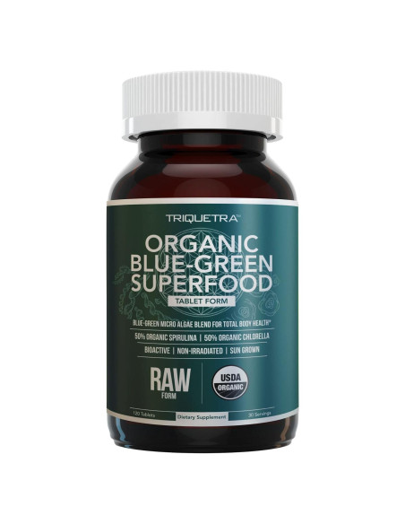 Tabletas de Espirulina y Clorella Orgánicas Triquetra 120 Unidades