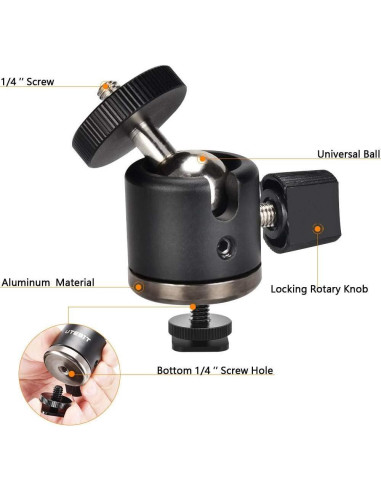 Cabezal de bola mini UTEBIT 20mm con zapata 1/4" para cámara