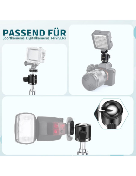 Cabezal de bola mini UTEBIT 20mm con zapata 1/4" para cámara