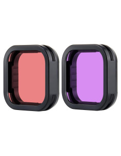 Filtro Subacuático YALLSAME para GoPro HERO9 10 11 12 - Rojo y Magenta
