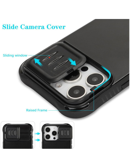 Funda CoozCase para iPhone 16 Pro Max con soporte y tapa cámara