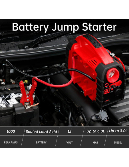 Arrancador de Batería Acetek HH-625C 1000A con Compresor