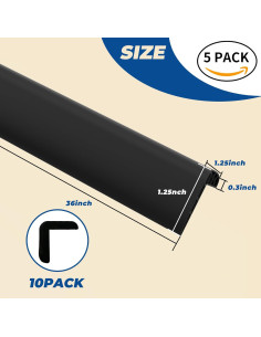 Protector de Esquinas de Pared TONGMO 1x1x91.44 cm Negro - Paquete de 5 2