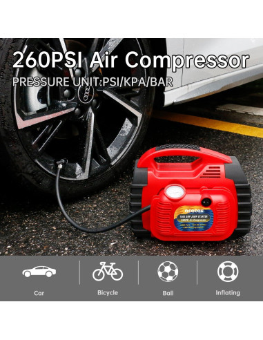 Arrancador de Batería Acetek HH-625C 1000A con Compresor