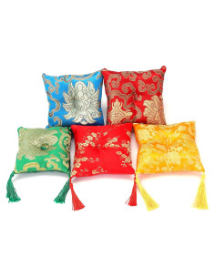 Cojín Cuenco Cantante Tibetano Vilosa 8 cm Rosa Hecho a Mano