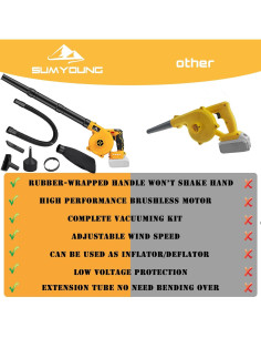 Soplador de Hojas Inalámbrico SUMYOUNG 20V 6 Velocidades 2