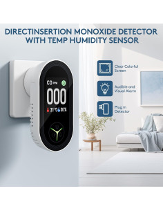 Detector de Monóxido de Carbono FANSTLOYI 3-en-1 con Pantalla LCD 2