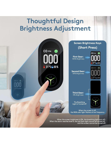 Detector de Monóxido de Carbono FANSTLOYI 3-en-1 con Pantalla LCD